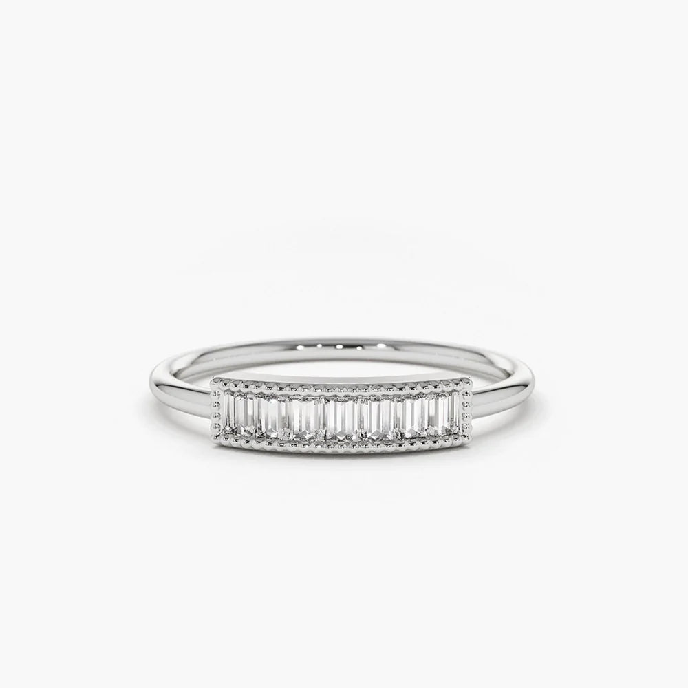 Solid Gold Channel Set Baguette Diamond Ring