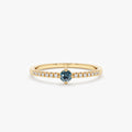 14K Solid Gold Blue Topaz and Diamond Engagement Ring