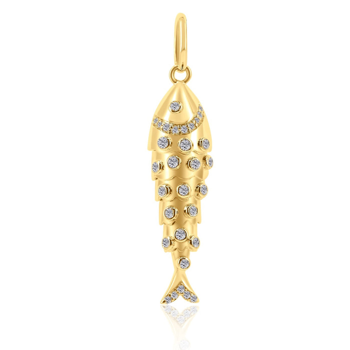 Solid Gold Diamond Fish Pendant