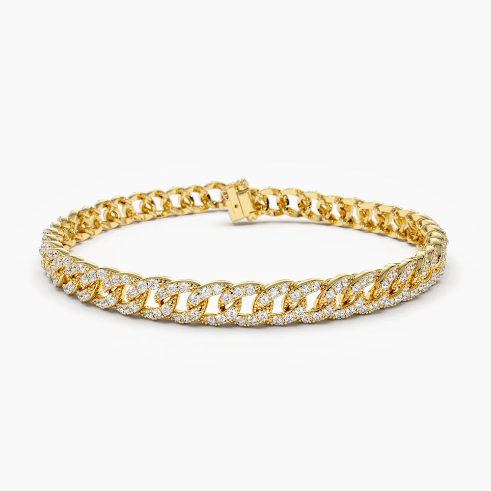 Solid Gold 4.8MM Diamond Cuban Link Bracelet
