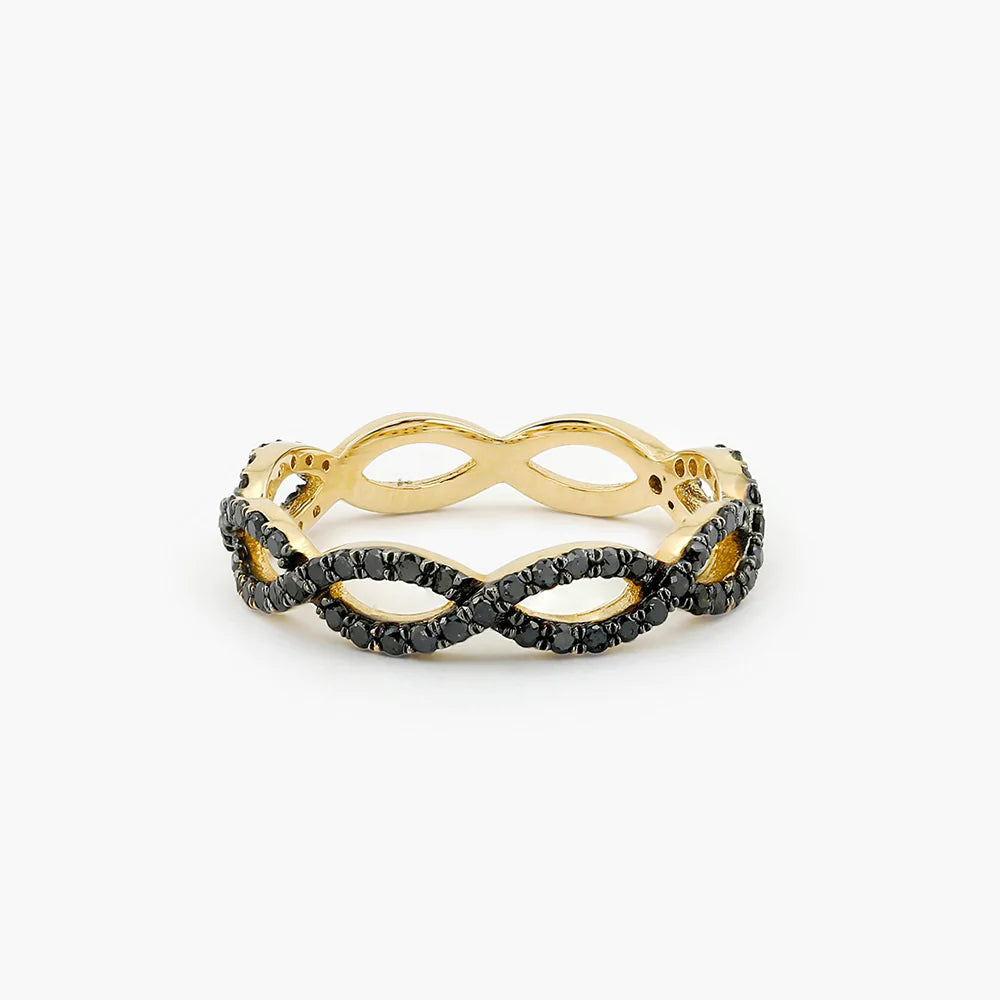 Solid Gold Black Diamond Micro Pave Ring