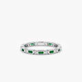 Solid Gold Diamond and Baguette Emerald Eternity Ring