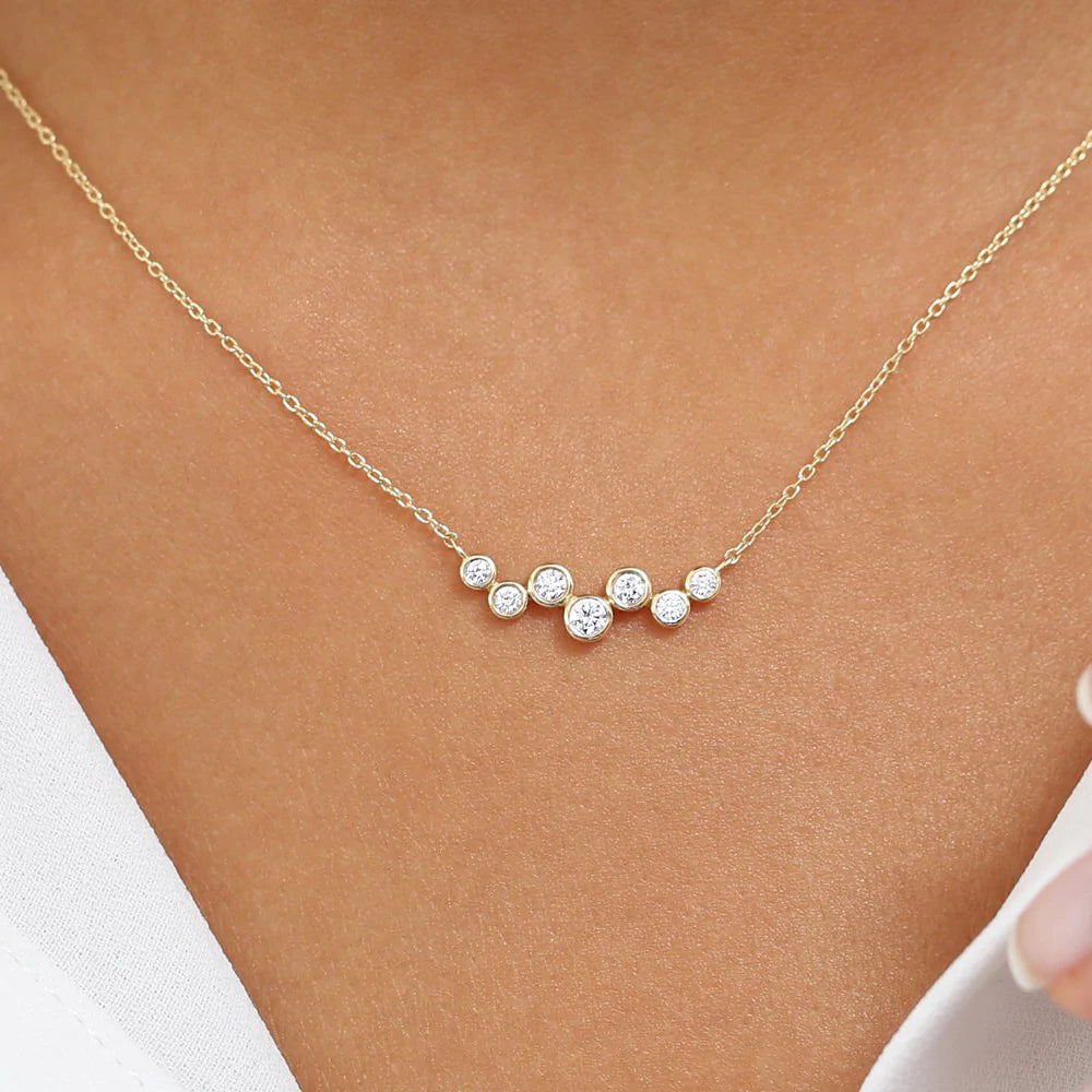 Solid Gold Floating Diamond Bubble Necklace