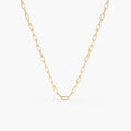Solid Gold Tiny Paper Clip Link Necklace