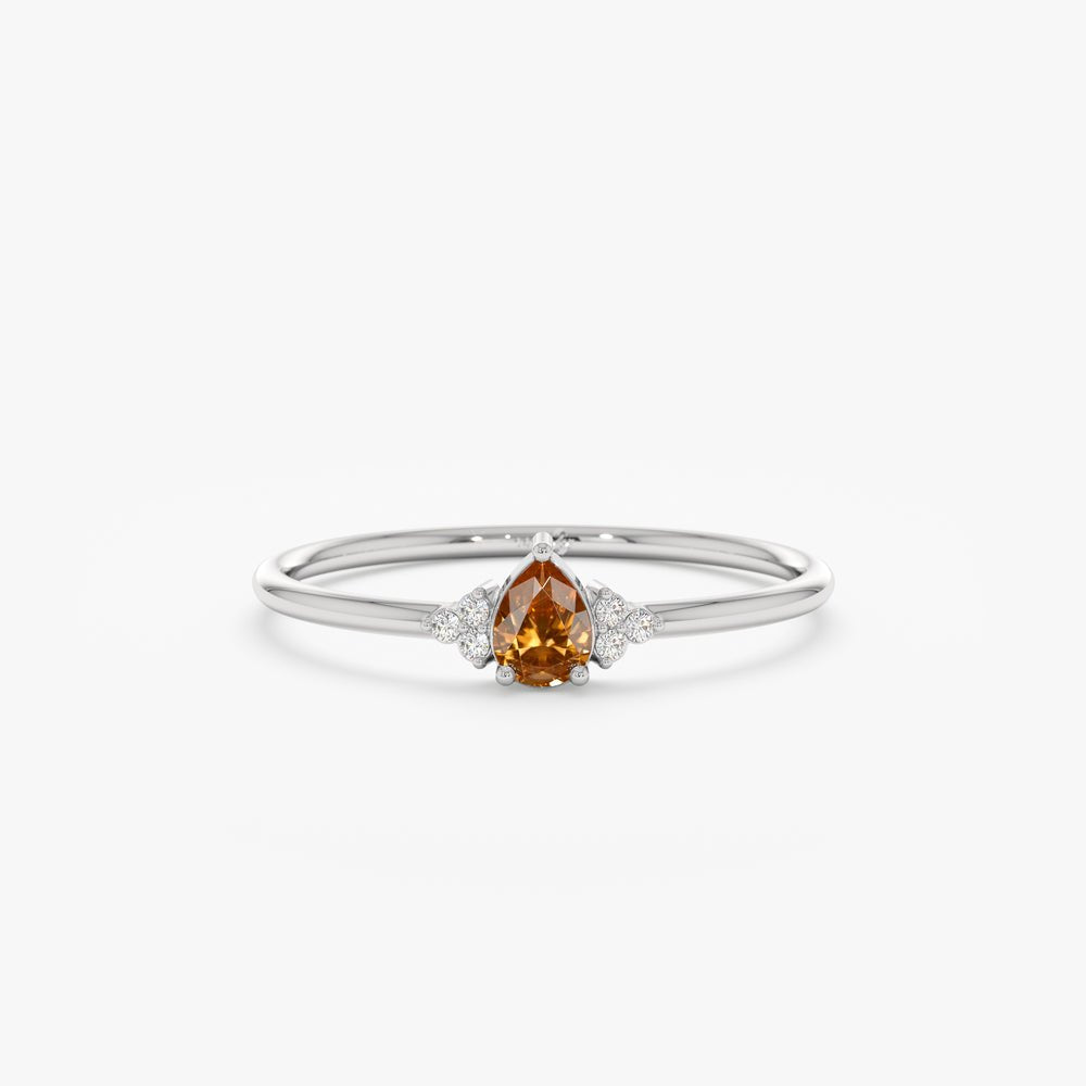 Solid Gold Citrine and Diamond Engagement Ring (B67CDD)