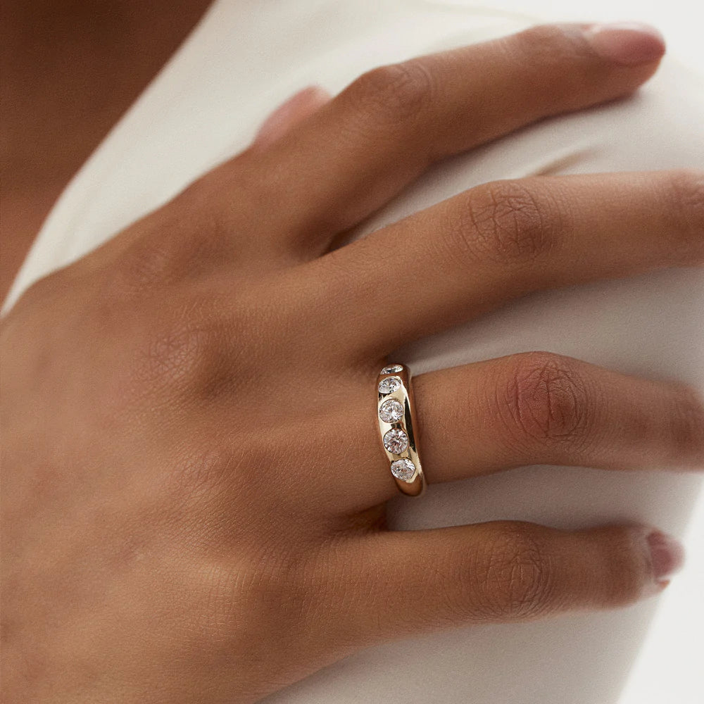 Solid Gold Dome Chunky Statement Diamond Ring