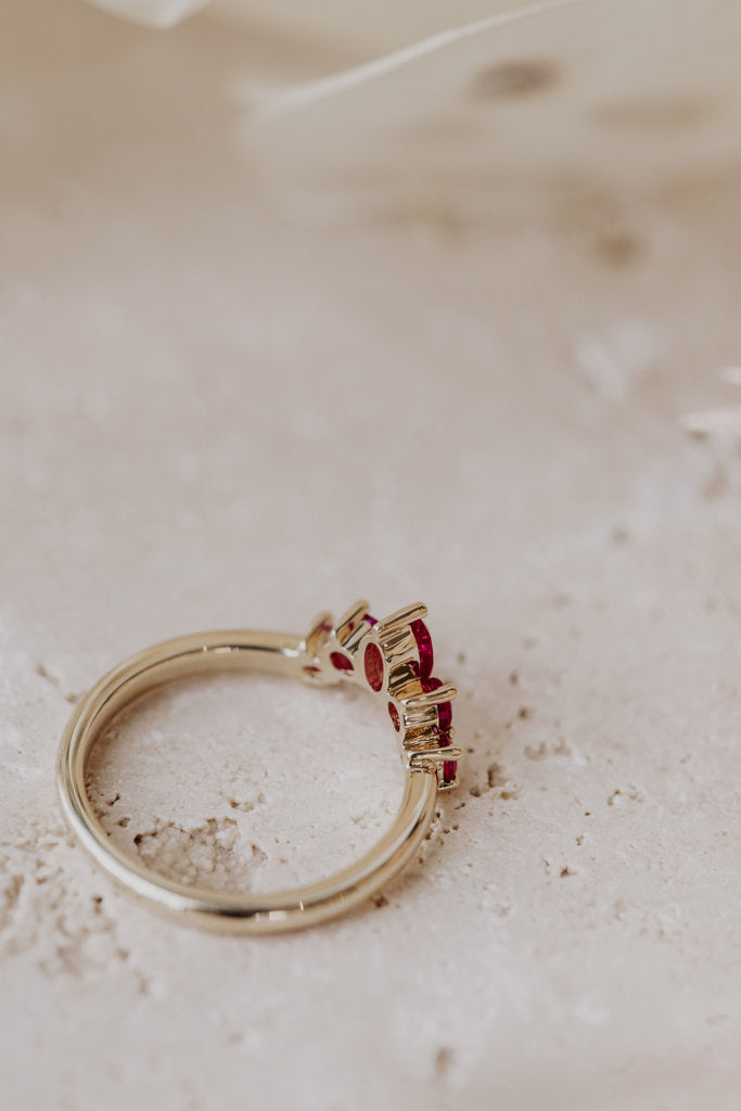 Solid Gold Lily Ruby Tracer Band