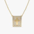 Solid Gold Diamond Cross Tablet Necklace (59C900)