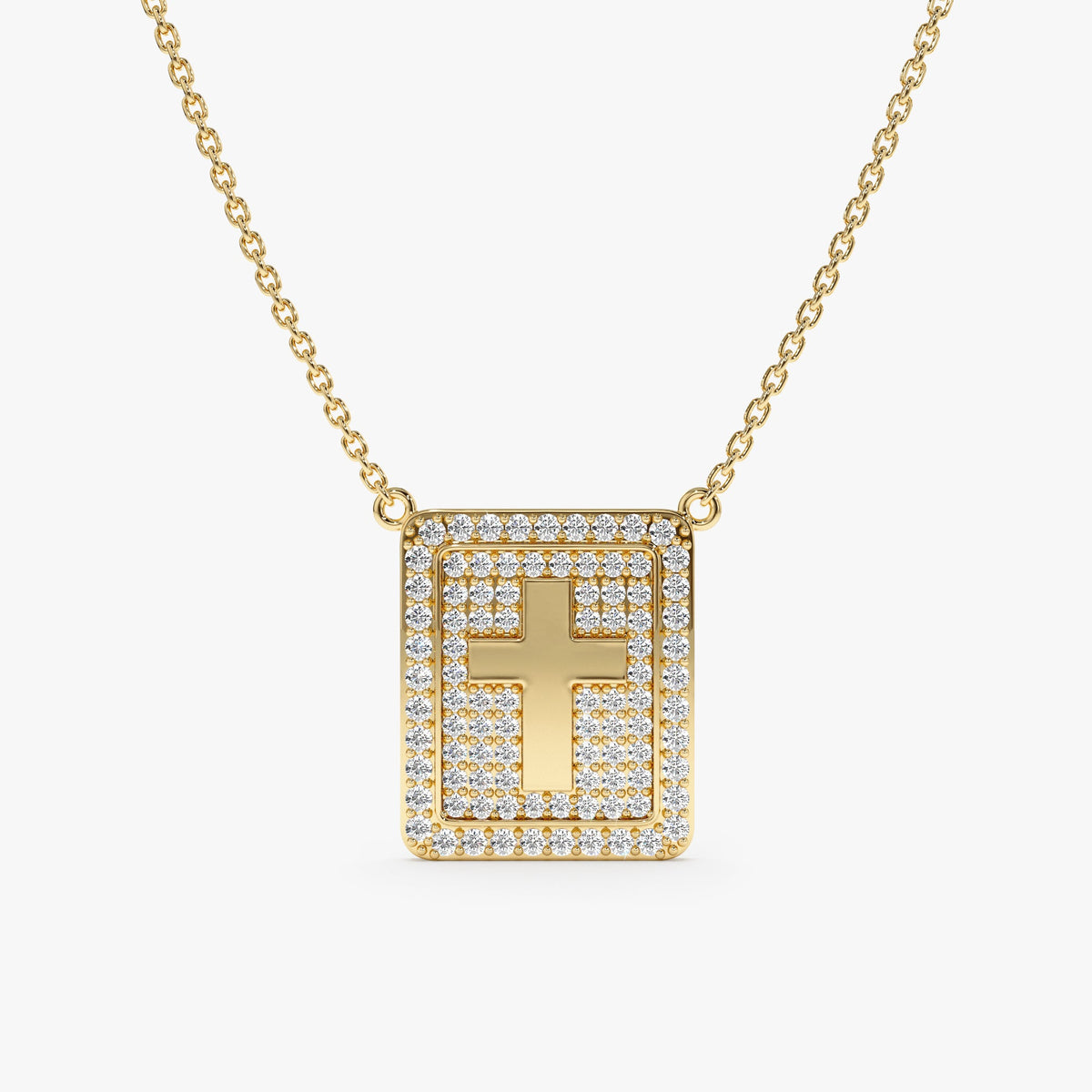 Solid Gold Diamond Cross Tablet Necklace (59C900)