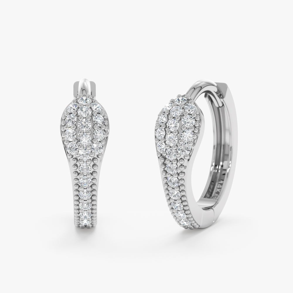 Solid Gold Pave Diamond Huggies