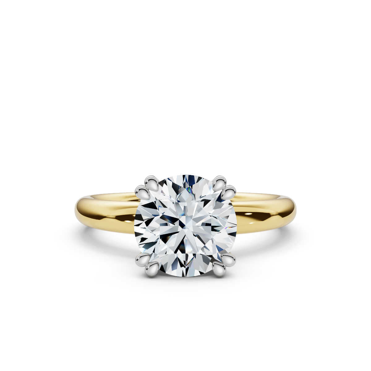 Solid Gold 2 CT Round Lab Grown Diamond Engagement Ring