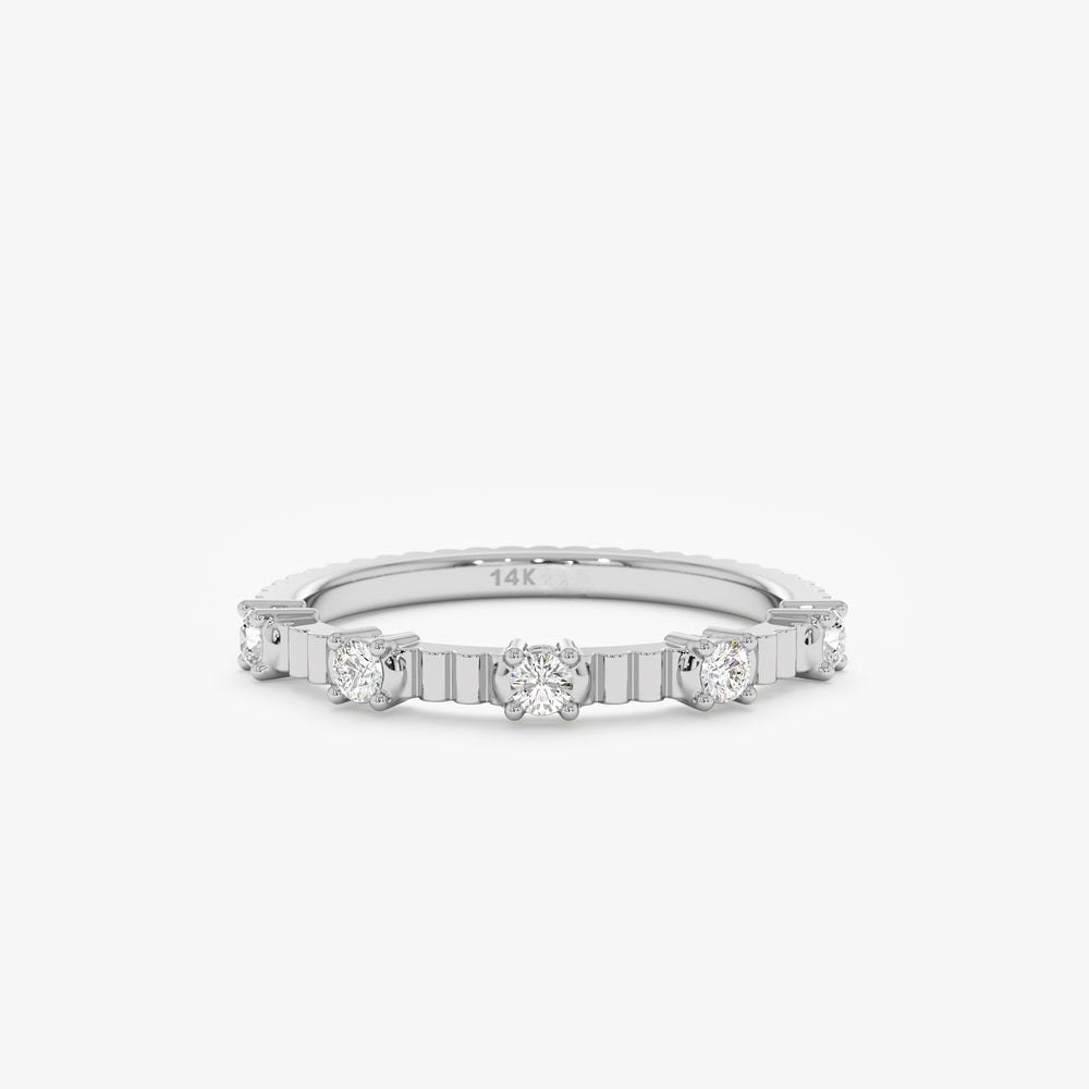 Solid Gold Diamond Ribbed Ring