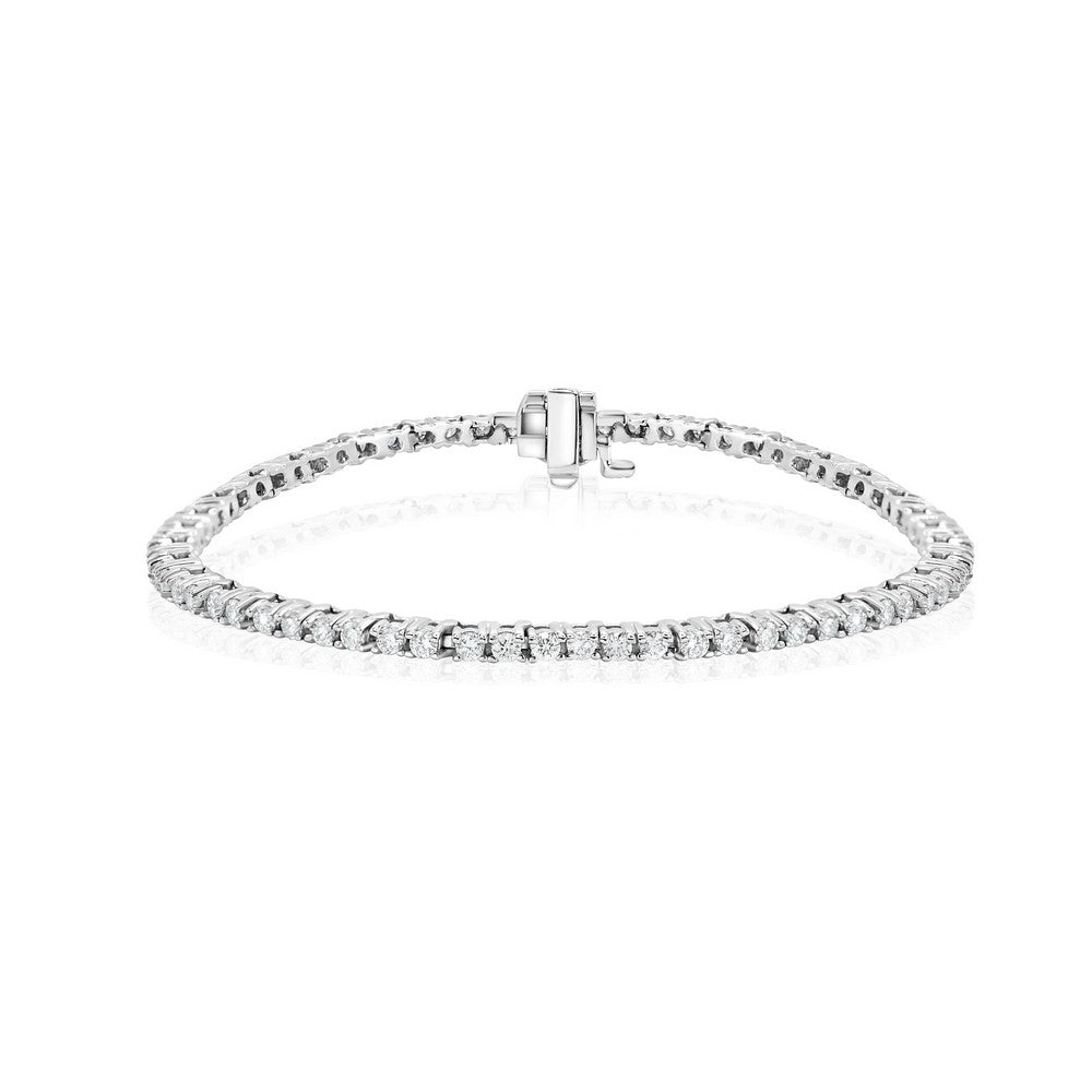 Solid Gold Lab-Created 4-Prong Diamond Tennis Bracelet (E5A6E1)