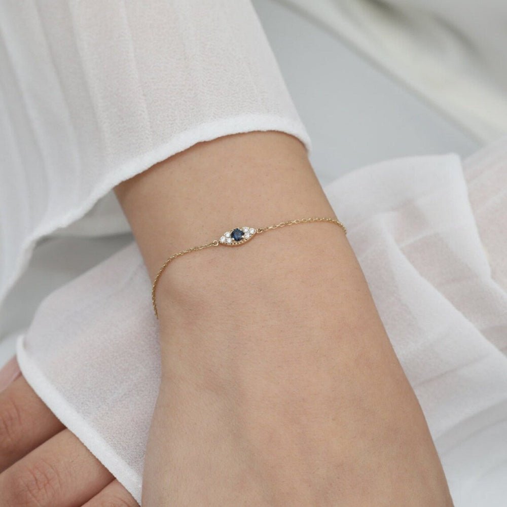 Solid Gold Bold Sapphire Diamond Eye Bracelet