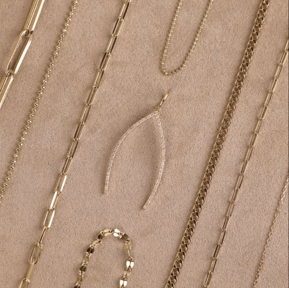 Solid Gold Large Diamond Wishbone Charm (D7CED1)
