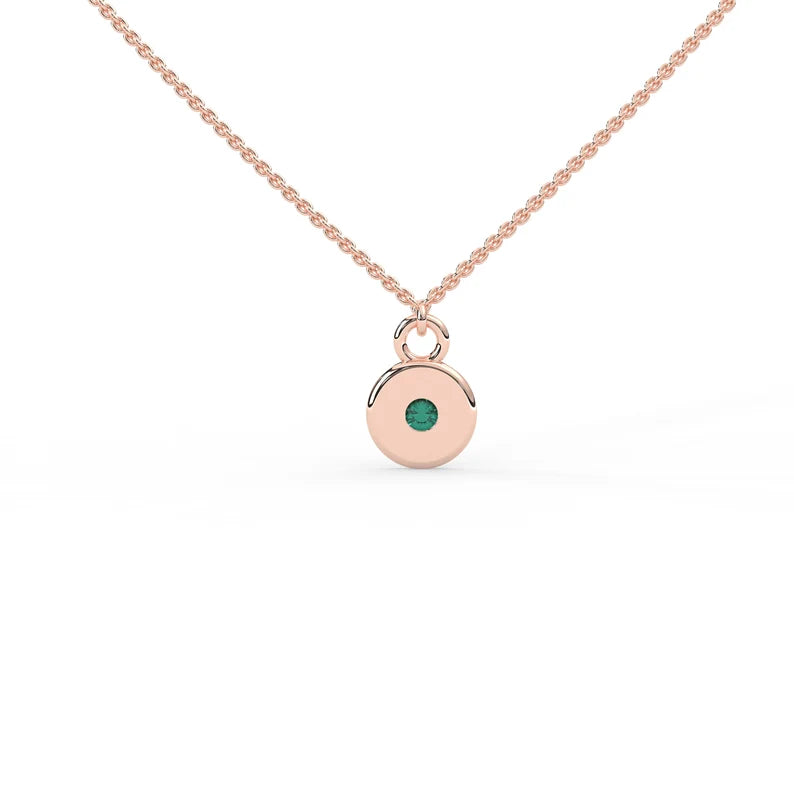 Solid Gold 2.0 MM Natural Emerald Necklace