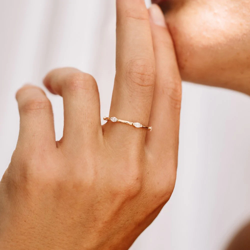Solid Gold Stackable Marquise Diamond Eternity Ring