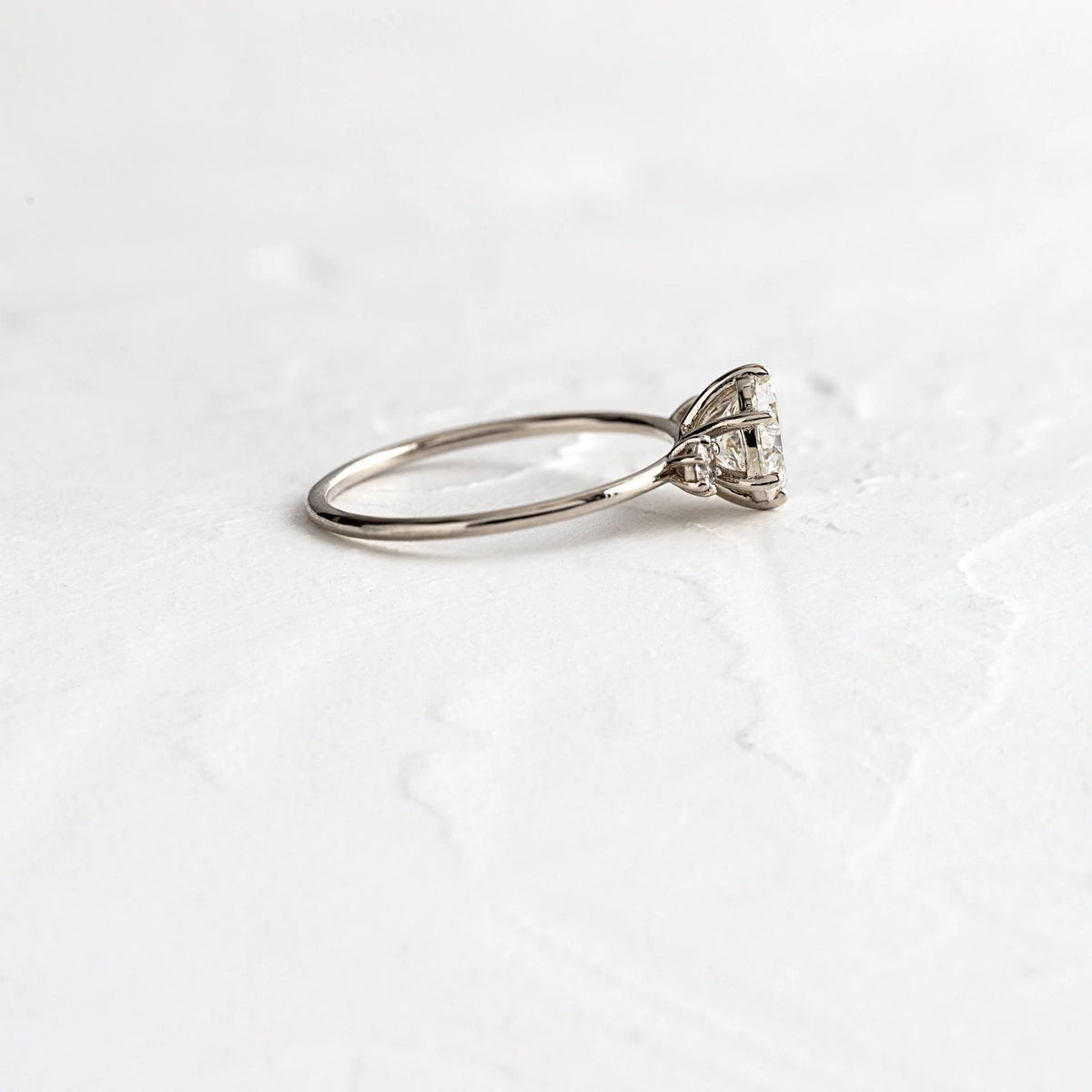 Solid Gold Tempo Ring, 1ct. Round Cut Diamond Moissanite Ring