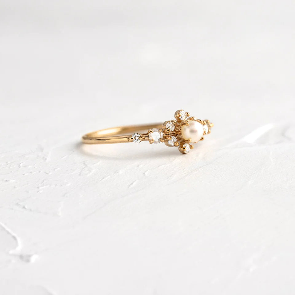 Solid Gold Pearl Siren Lab-Grown Diamond Ring
