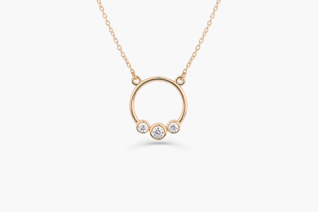 Graduated Trio Bezel Moissanite Circle Necklace, photo 4