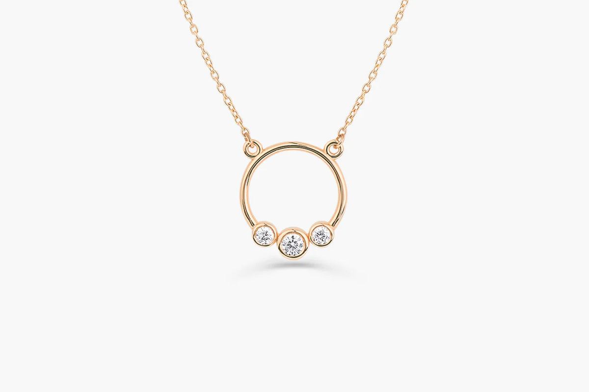 Graduated Trio Bezel Moissanite Circle Necklace, photo 4