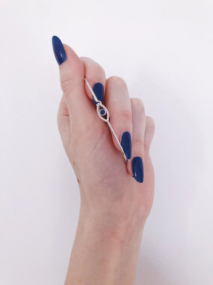 Solid Gold Open Evil Eye Latch Bracelet