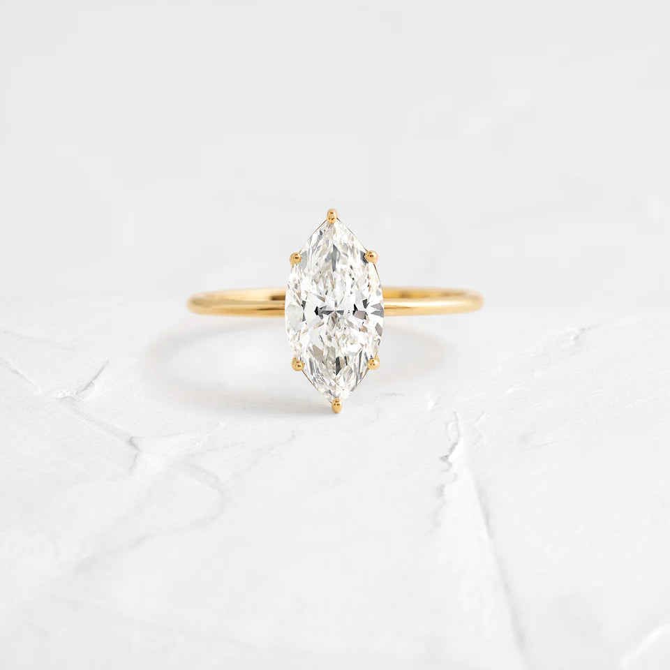 Solid Gold Lab-Grown Marquise Cut Diamond Ring