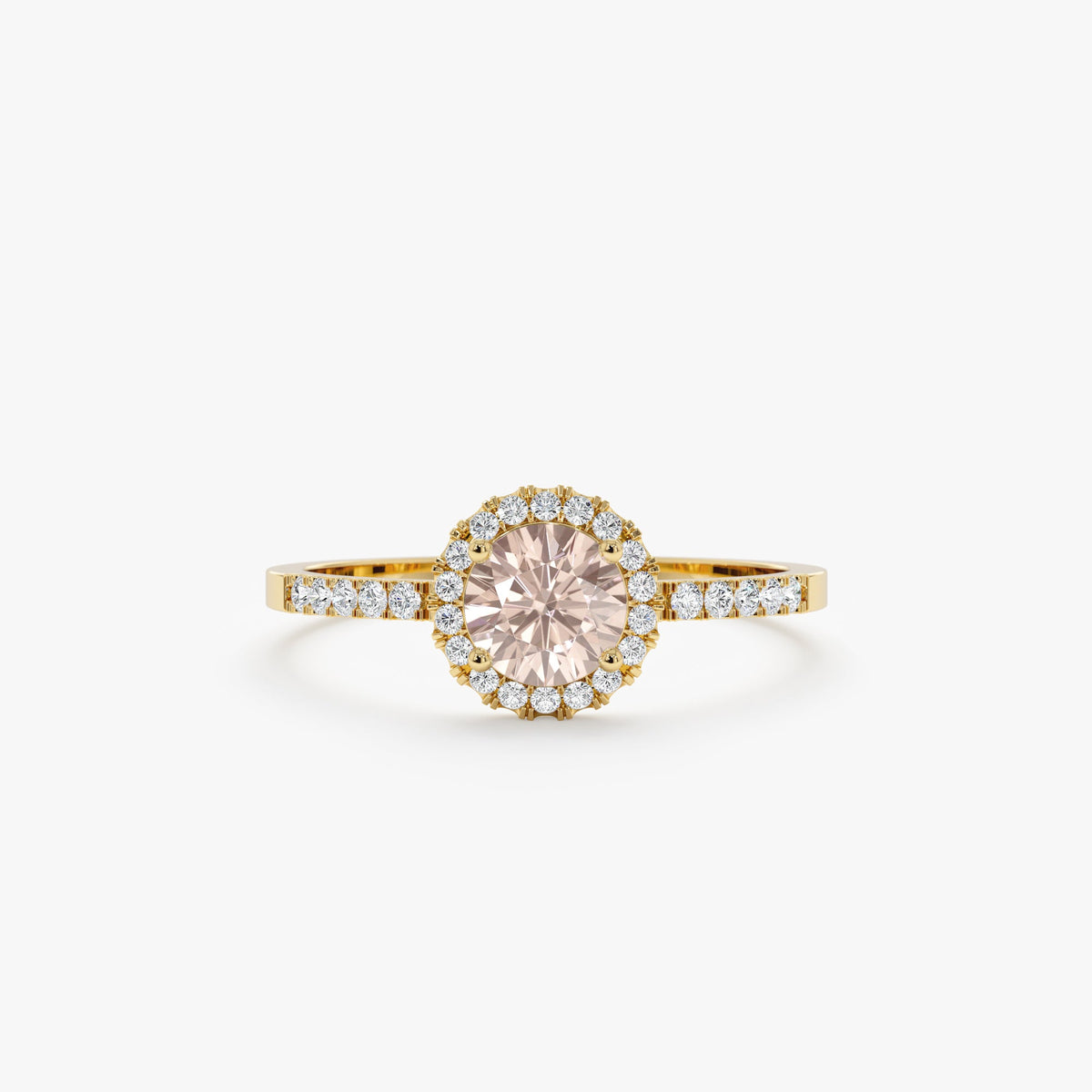 Solid Gold Diamond & Morganite Engagement Ring