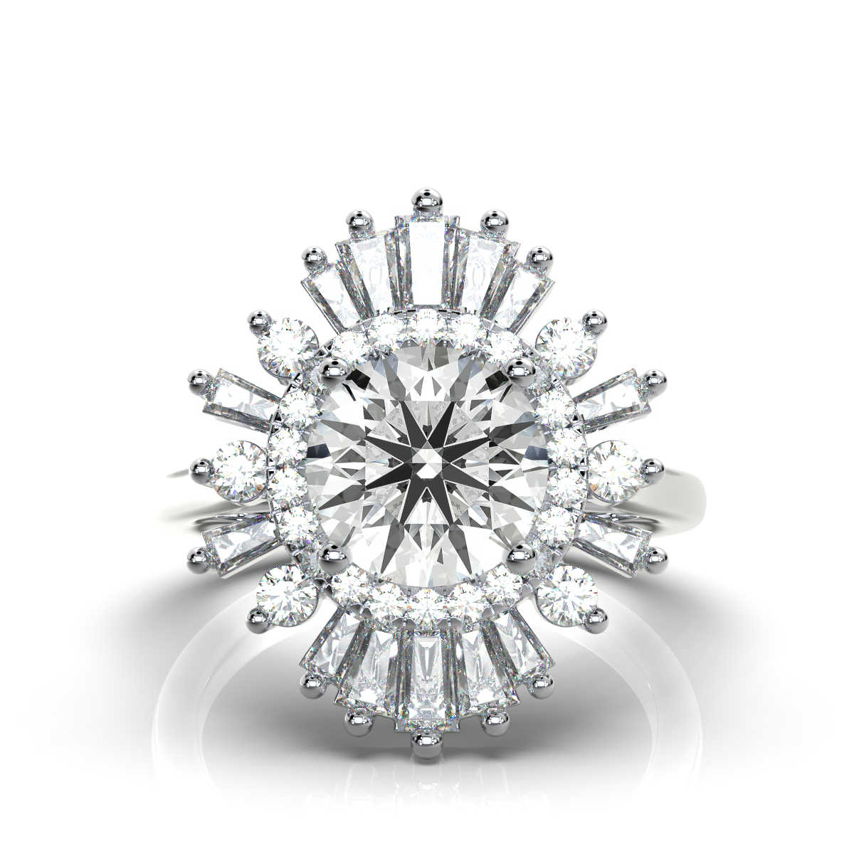 Solid Gold Flower Solitaire Lab Grown Diamond Ring