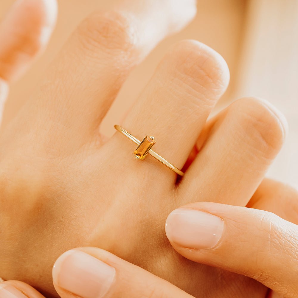 Solid Gold Natural Citrine Ring