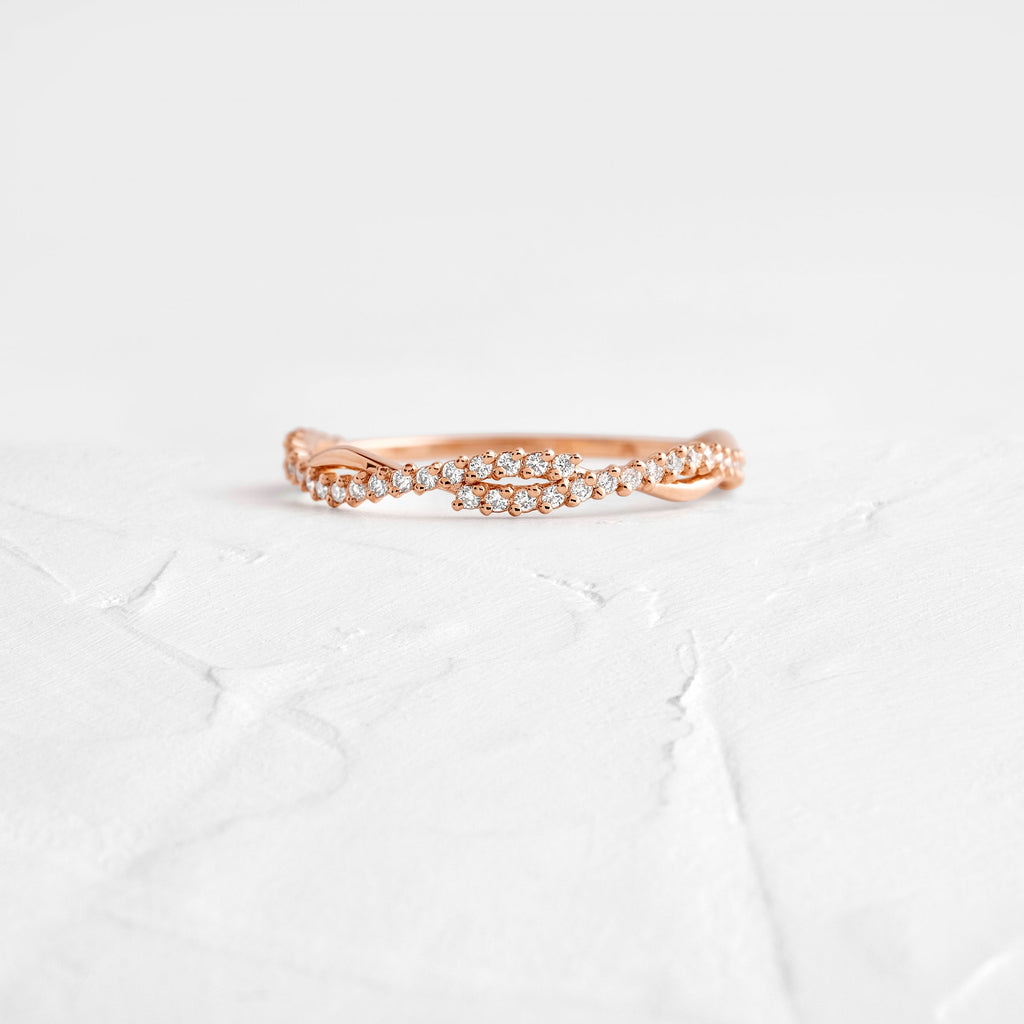 Solid Gold Entwined Band | Diamond Ring for Women