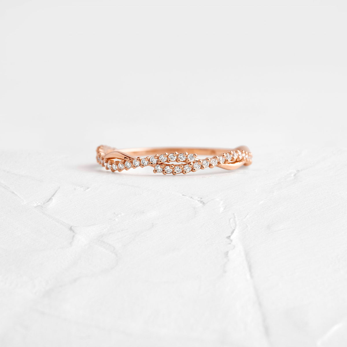 Solid Gold Entwined Band | Diamond Ring for Women