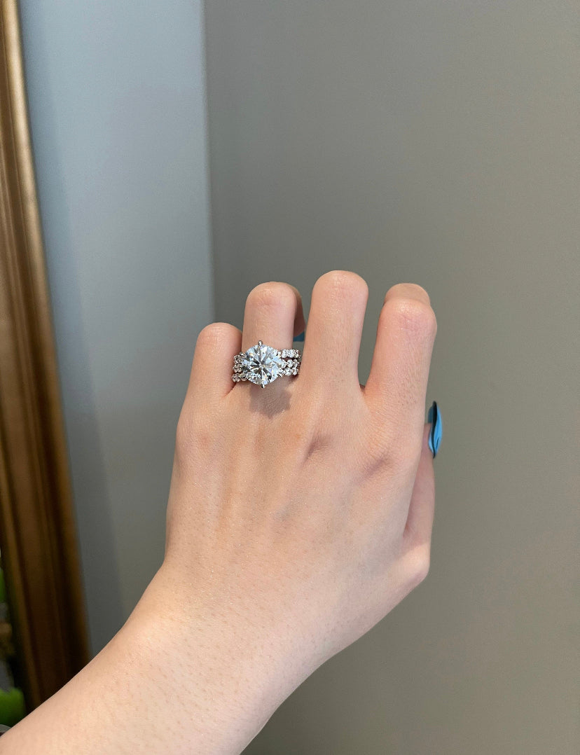 Solid Gold 5 Carat Moissanite Diamond Engagement Ring