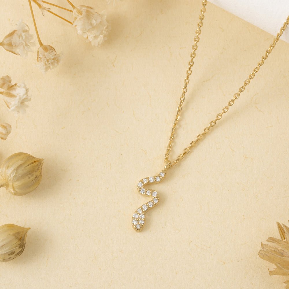 Solid Gold Diamond Snake Necklace (645EAF)