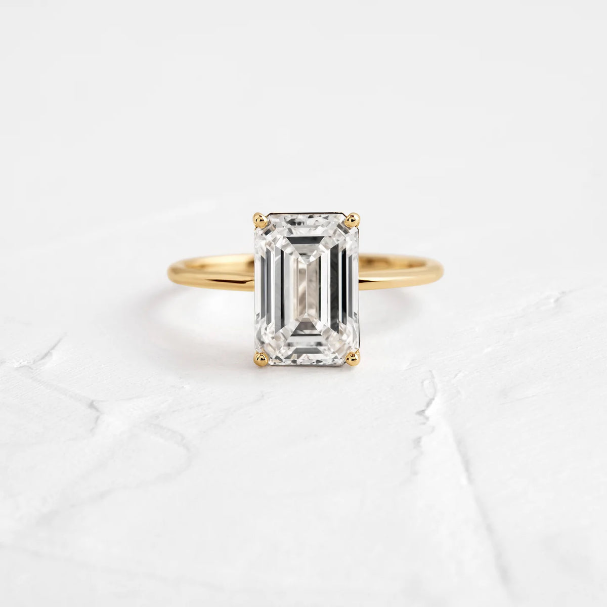 Solid Gold Emerald Cut Lab-Grown Diamond Ring (569E6C)