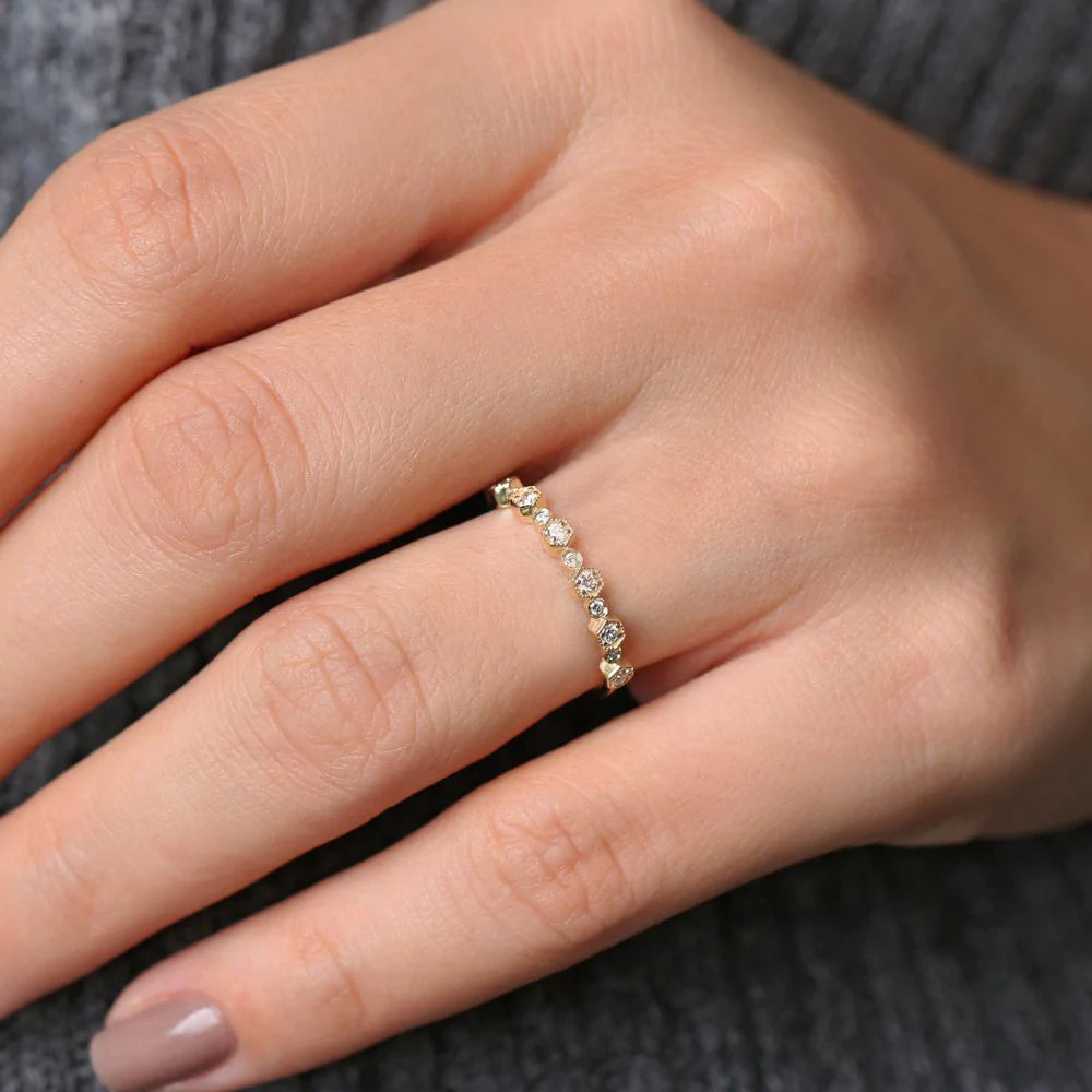 Solid Gold Unique Diamond Anniversary Ring