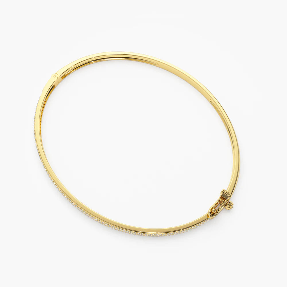 Solid Gold Three Row Pave Diamond Bracelet For women