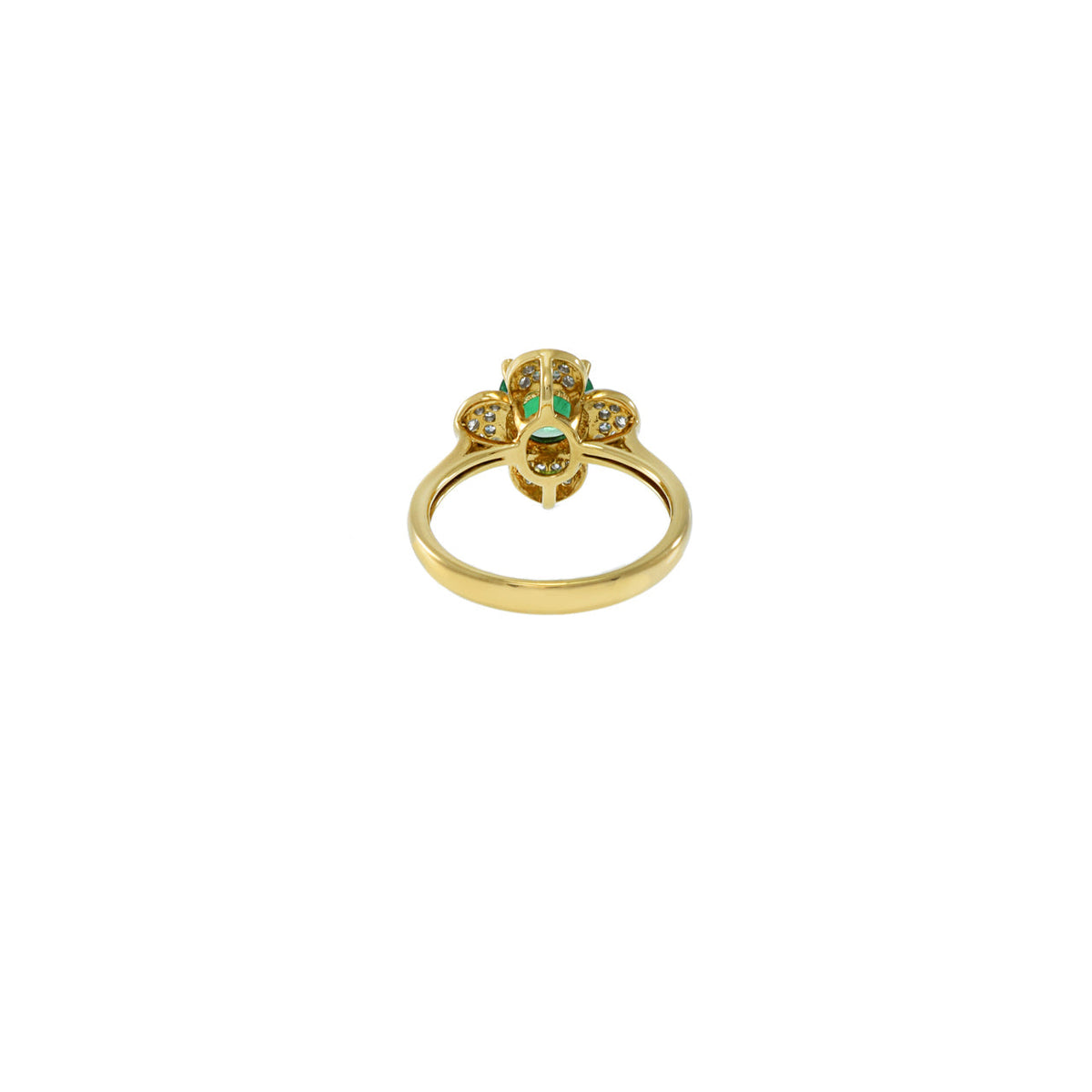 Solid Gold Emerald and Diamond Flower Ring (586D37)