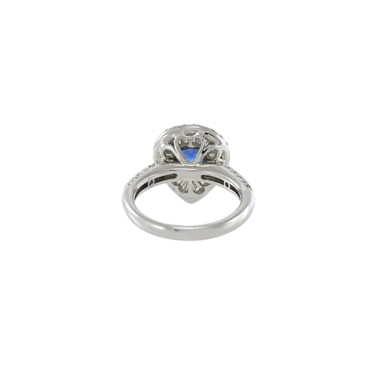Solid Gold Pear Shaped Blue Sapphire and Diamond Ring (635A0B)