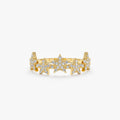 Solid Gold Pave Diamond Multi Star Ring (139FE8)