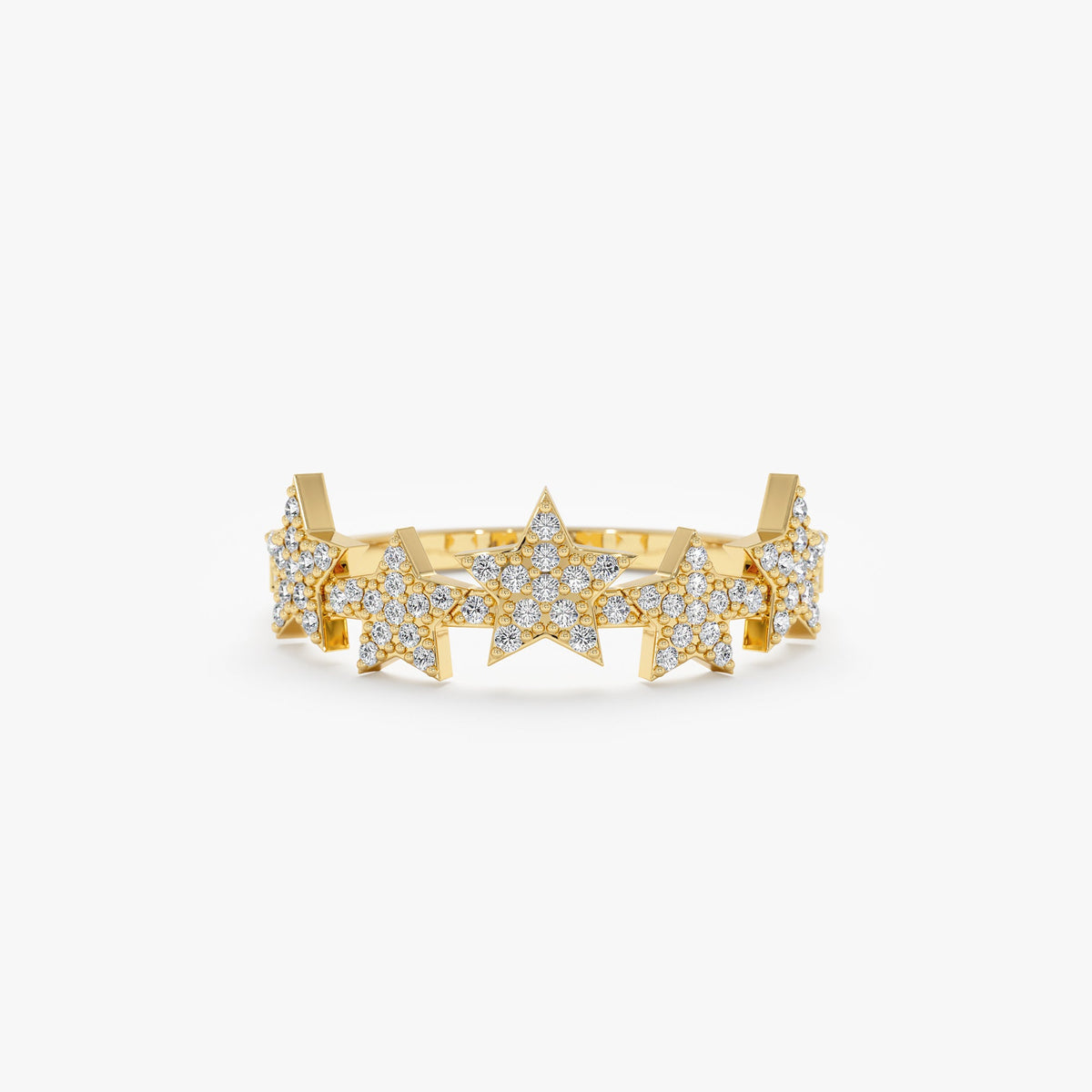 Solid Gold Pave Diamond Multi Star Ring (139FE8)
