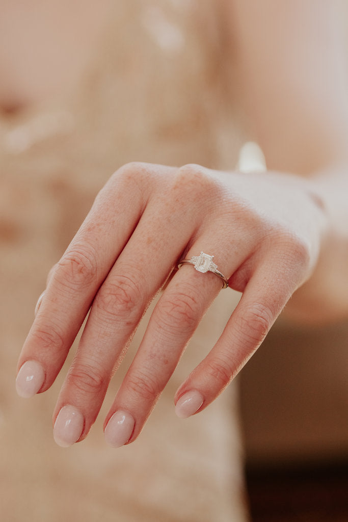 Solid Gold Lab-Grown Diamond Emerald Cut Ring (4A12BC)