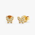Solid Gold Diamond Butterfly Studs