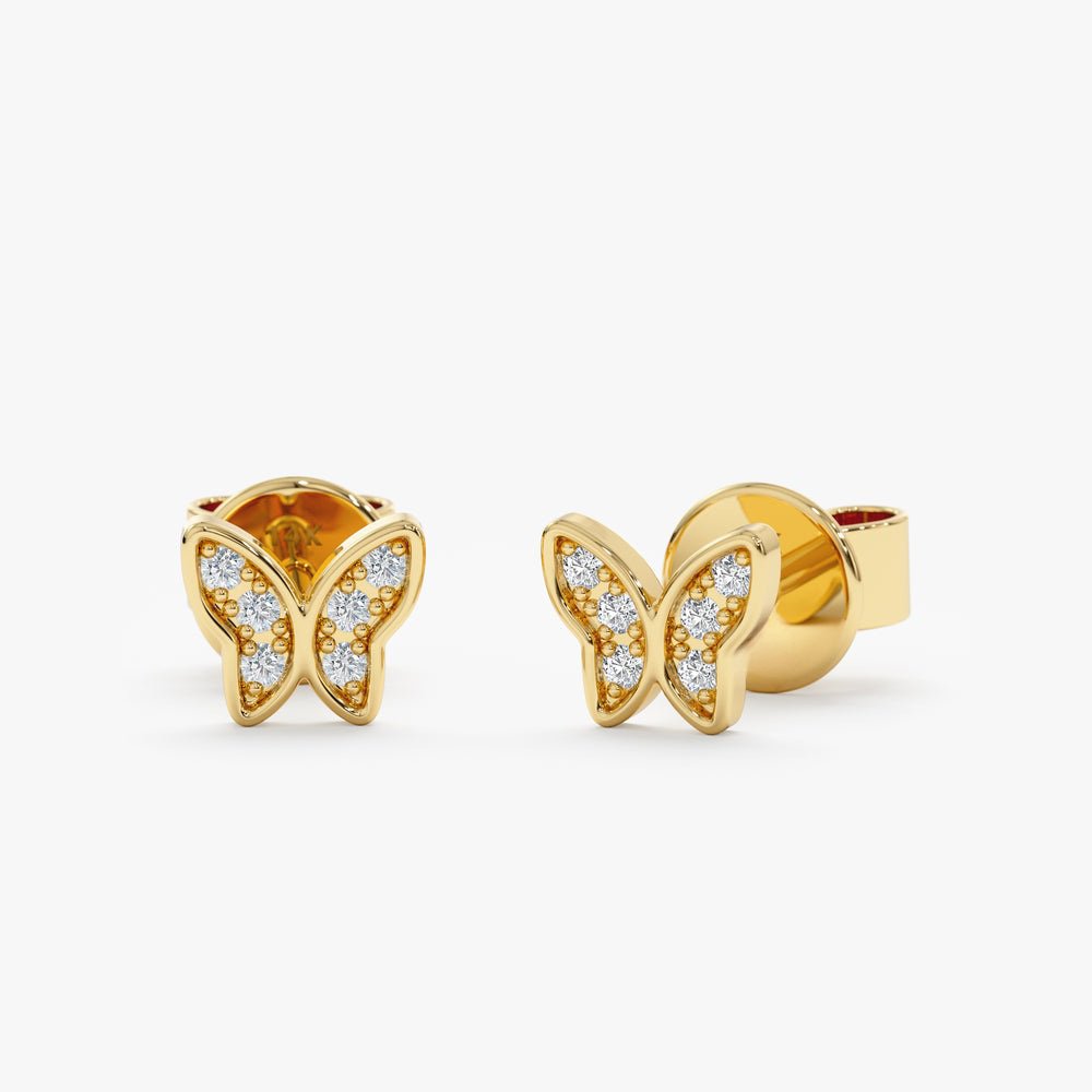 Solid Gold Diamond Butterfly Studs