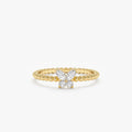 14K Solid Gold Beaded Diamond Butterfly Ring