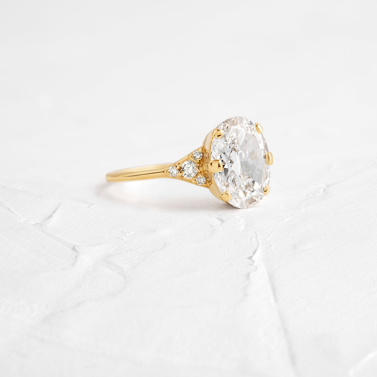 Solid Gold 2 CT Lady's Slipper Ring, Oval Cut Diamond Moissanite Engagement Ring