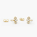 Baguette and Round Cut Mix Moissanite Earrings, photo 1