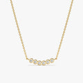 Solid Gold Curved Bubble Bar Diamond Necklace (AAEB99)