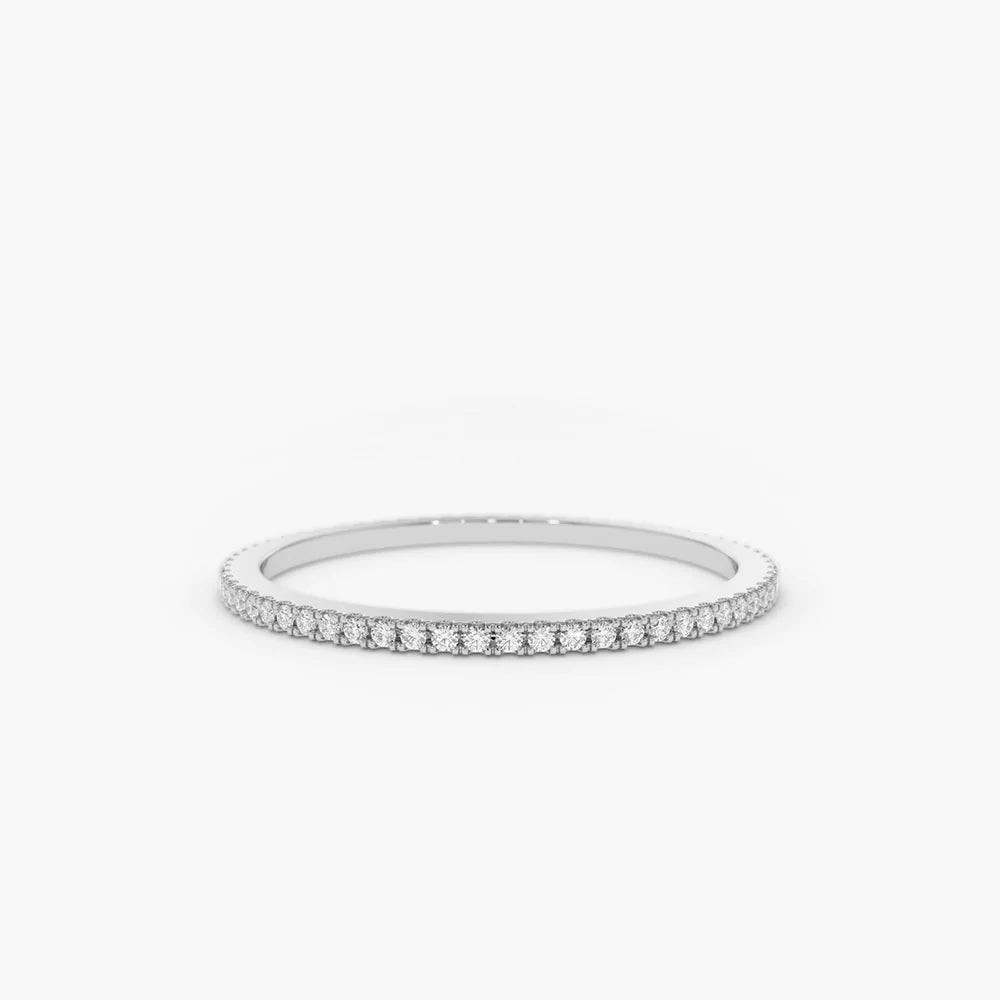 Ultra Thin 1mm Micro Pavé Moissanite Eternity Wedding Band, photo 2