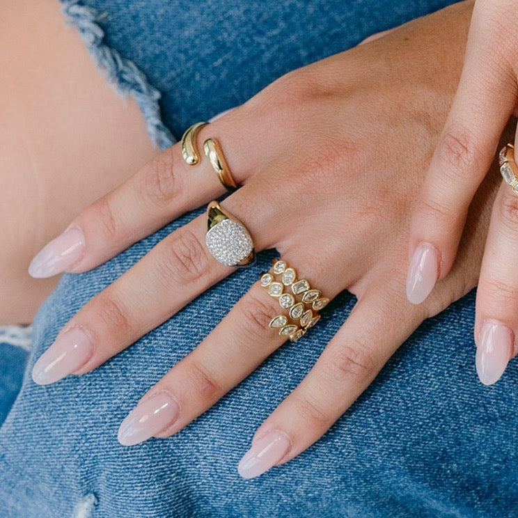 Solid Gold Multi Diamond Shape Bezel Wrap Ring (93549B)